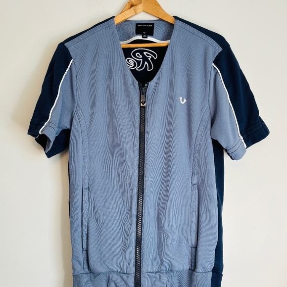 True Religion Zip Up Active Baseball Top Sweatshirt Streetwear Men's Size Small - Picture 2 of 11